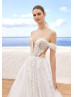 Off Shoulder Ivory Lace Glitter Tulle Dreamy Wedding Dress